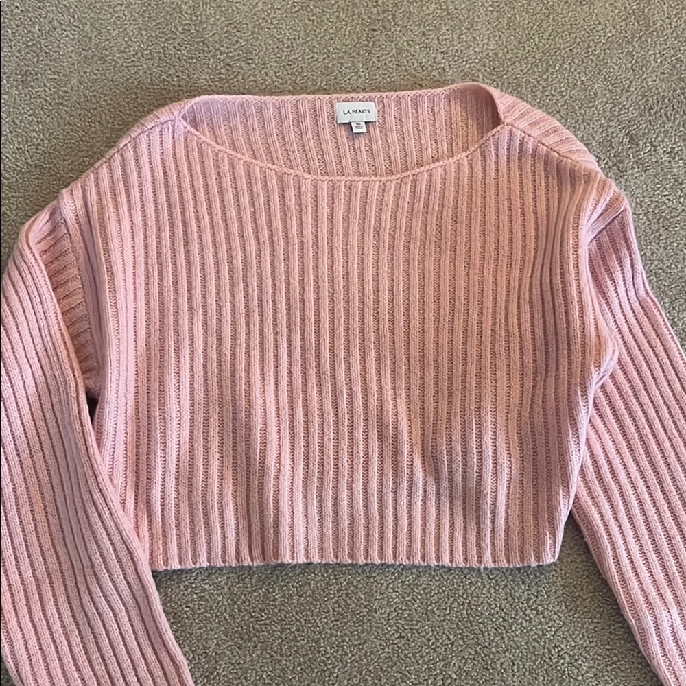 l.a hearts Pink Ribbed Knit Sweater